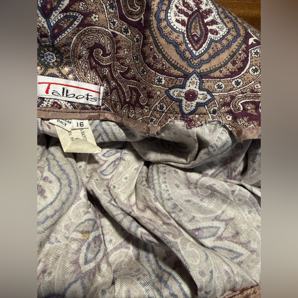 Vintage 90s Talbots Long Pleated‎ Paisley Skirt Women’s 16 Midi USA whimsygoth - Picture 9 of 16